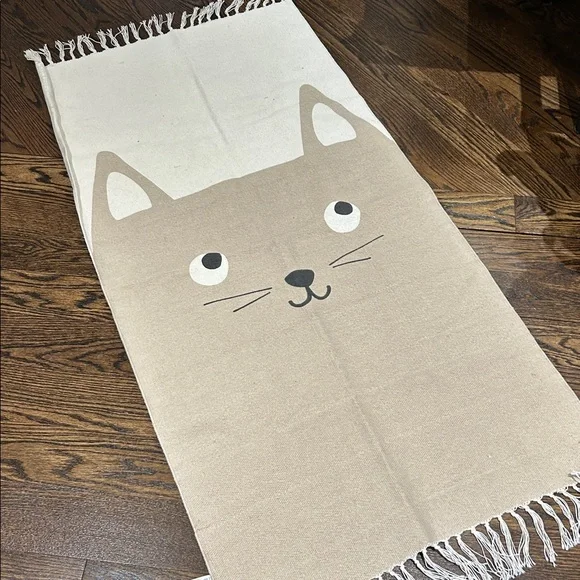 Cat Face Decorative Rug - Beige Cream - Picture 3 of 3